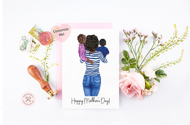 Personalized Mother's Day Card with Two Kids