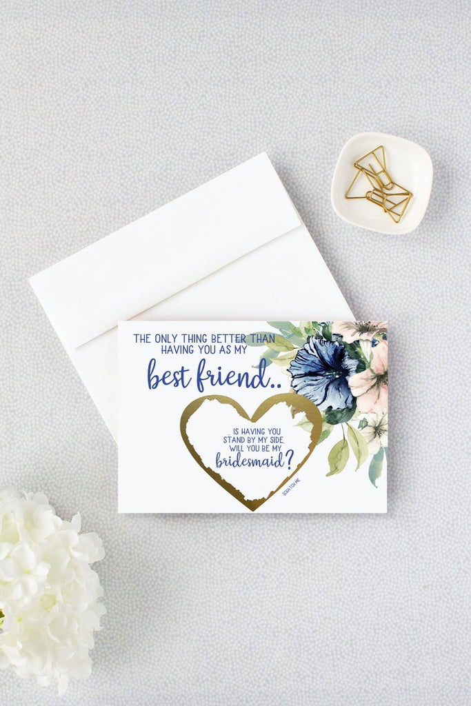 Floral Bridesmaid Scratch Off Proposal for Best Friend