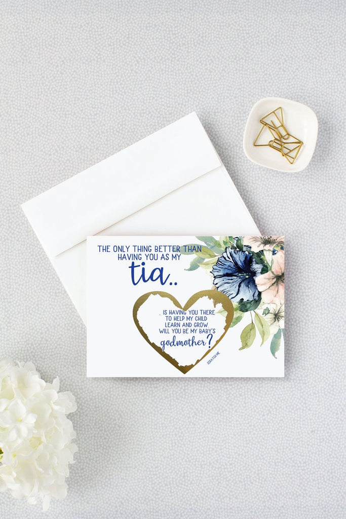 Floral Spanish Godmother Scratch Off Proposal for Tia