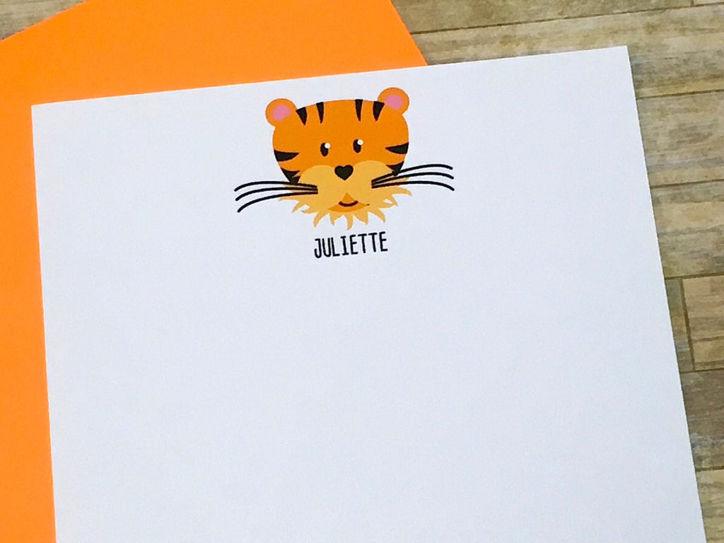 Childrens Tiger Stationery Personalized Note Cards