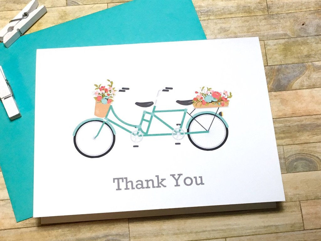 Tandem Bicycle Thank You Cards