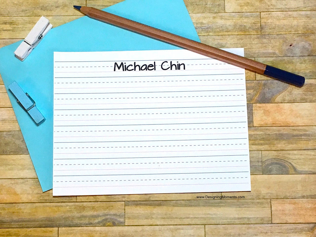 Lined Paper Personalized Note Cards for Kids