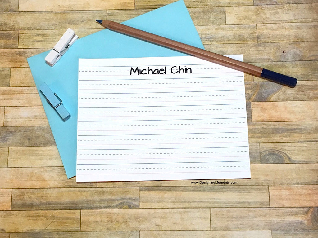 Lined Paper Personalized Note Cards for Kids