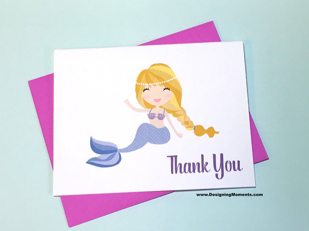 Purple Mermaid Tail Thank You Cards