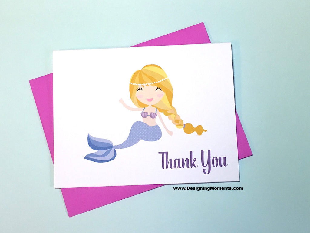 Purple Mermaid Tail Thank You Cards