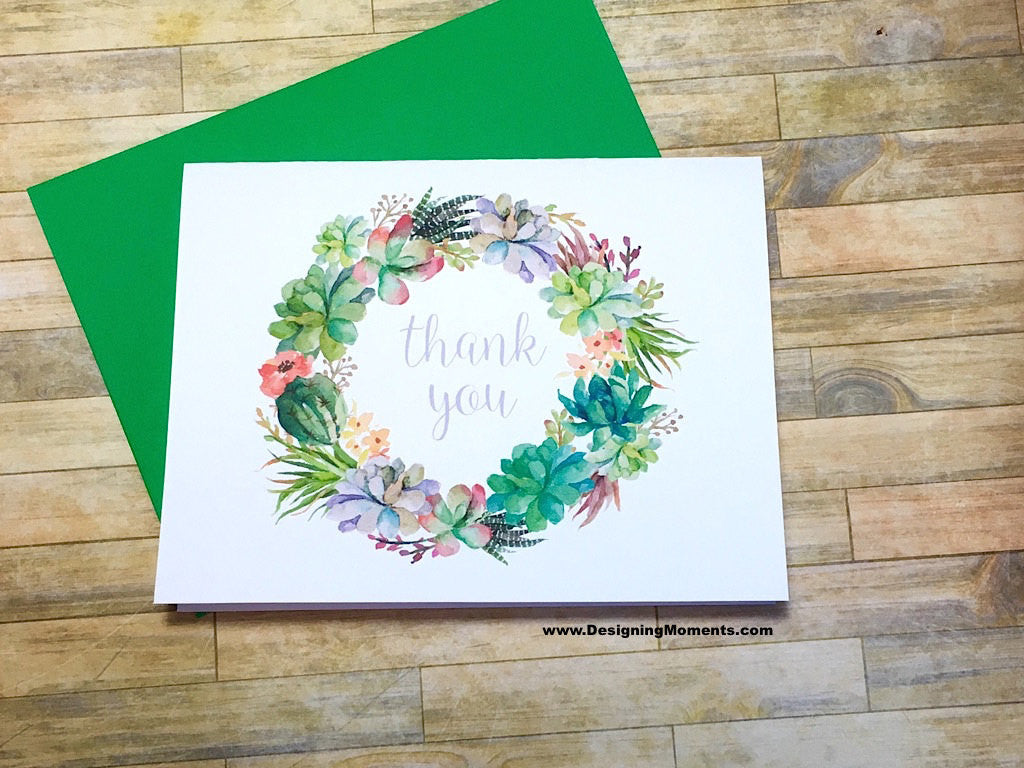 Succulent Wreath Thank You Cards