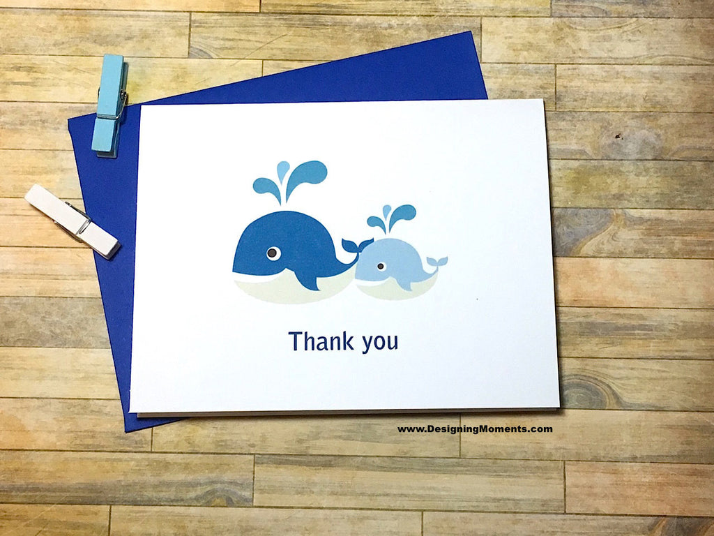 Whale Thank You Baby Shower Cards