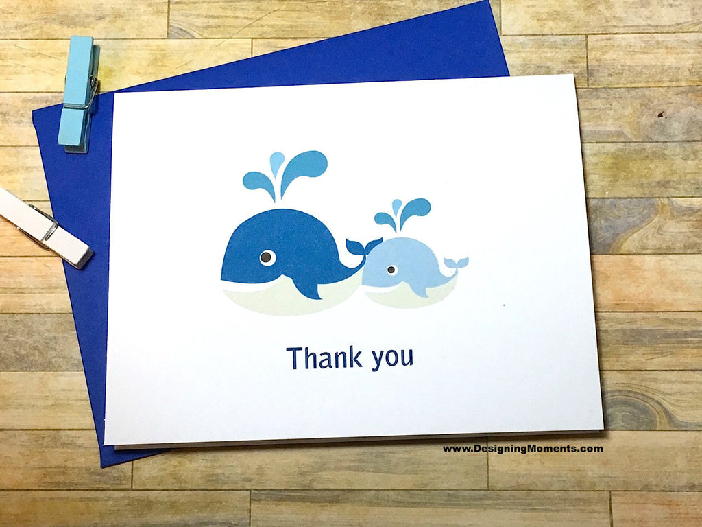 Whale Thank You Baby Shower Cards
