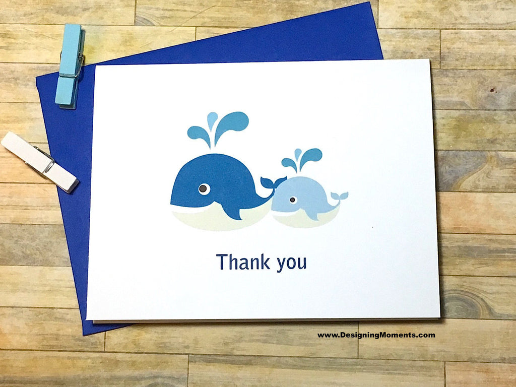 Whale Thank You Baby Shower Cards