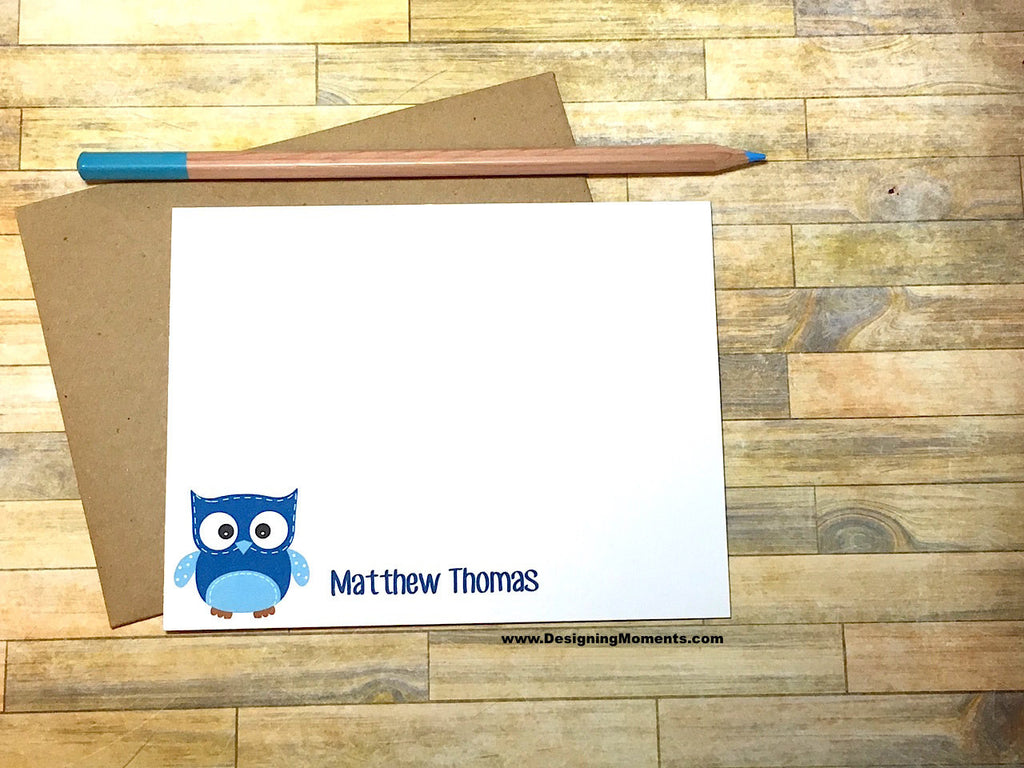 Blue Owl Personalized Note Cards