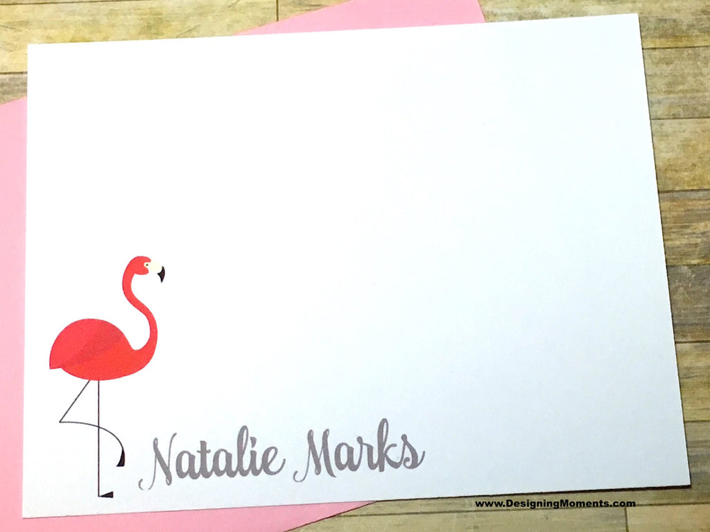 Pink Flamingo Personalized Note Cards
