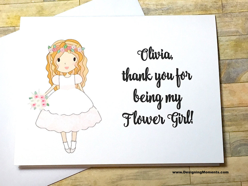 Flower Girl Thank You Card with Personalized Name