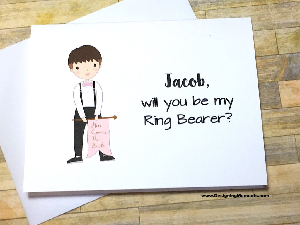 Ring Bearer with Flag Personalized Proposal Card