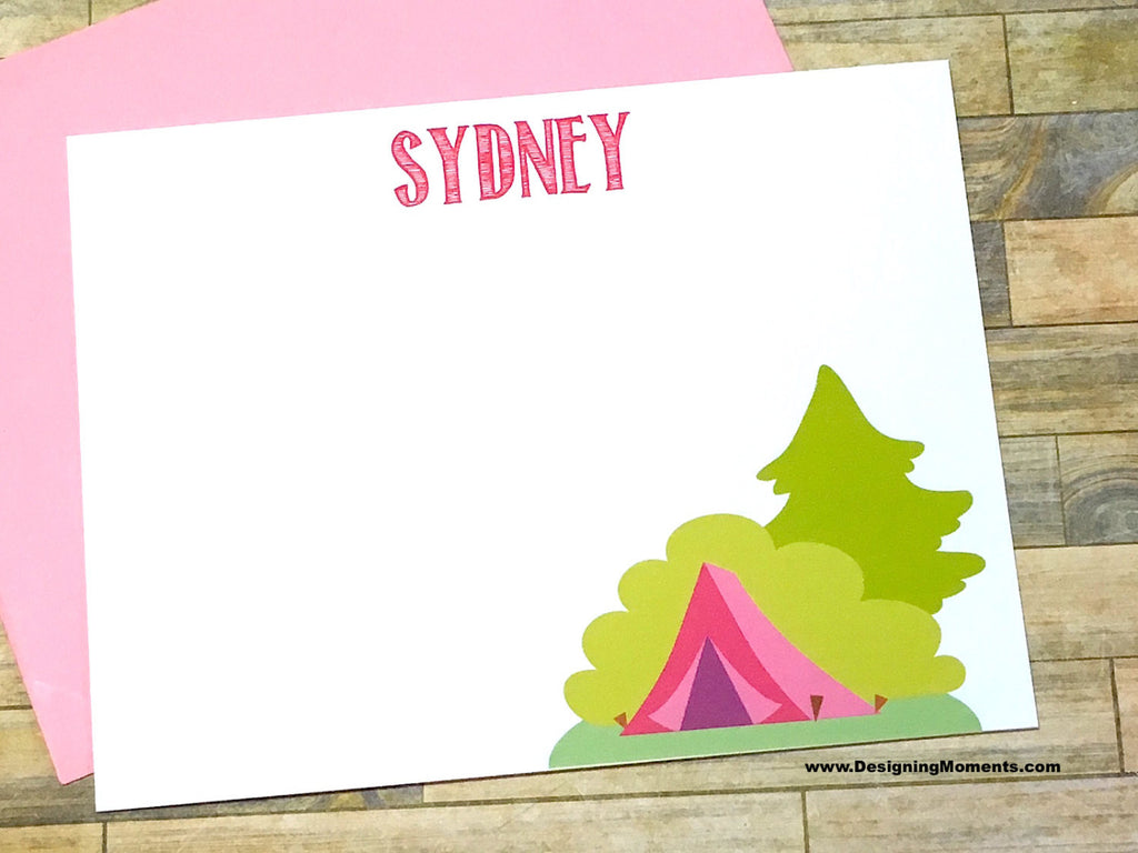 Camp Tent Personalized Note Cards