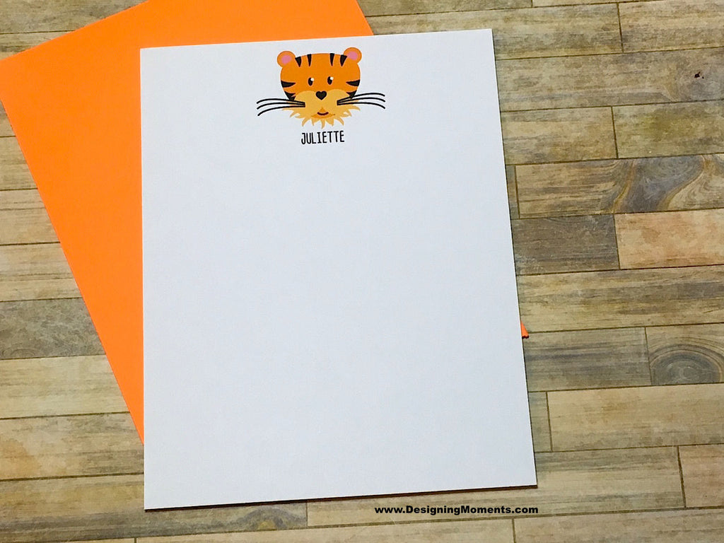 Childrens Tiger Stationery Personalized Note Cards