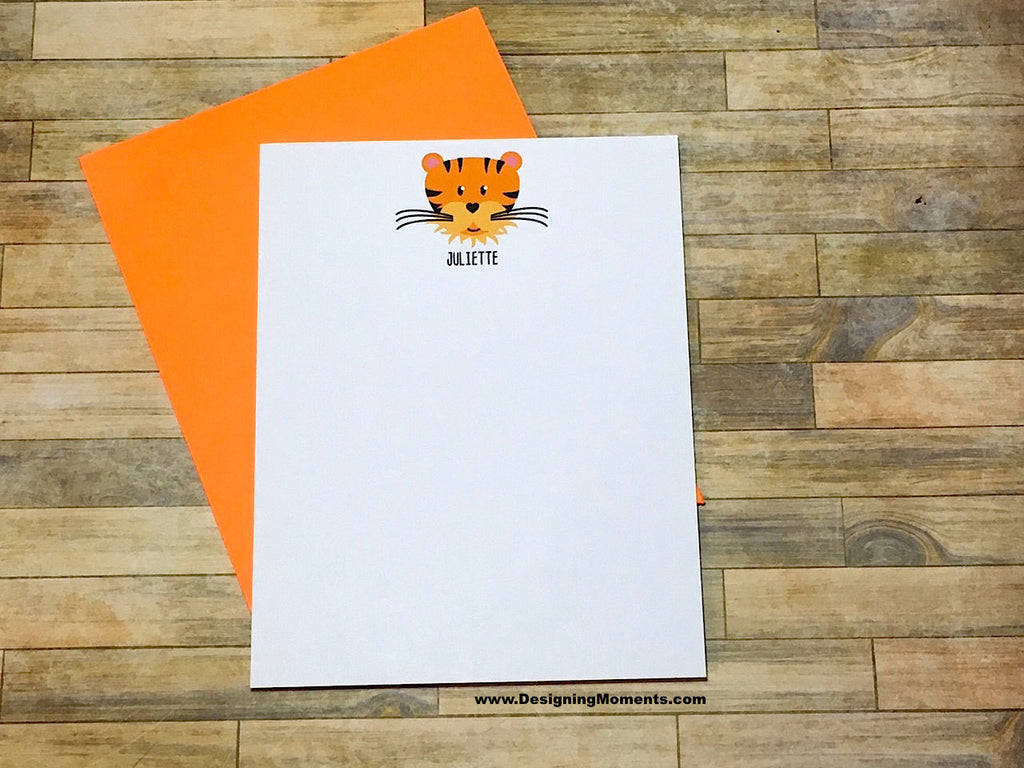 Childrens Tiger Stationery Personalized Note Cards