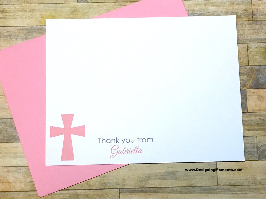 Baptism Cross Personalized Thank You Cards