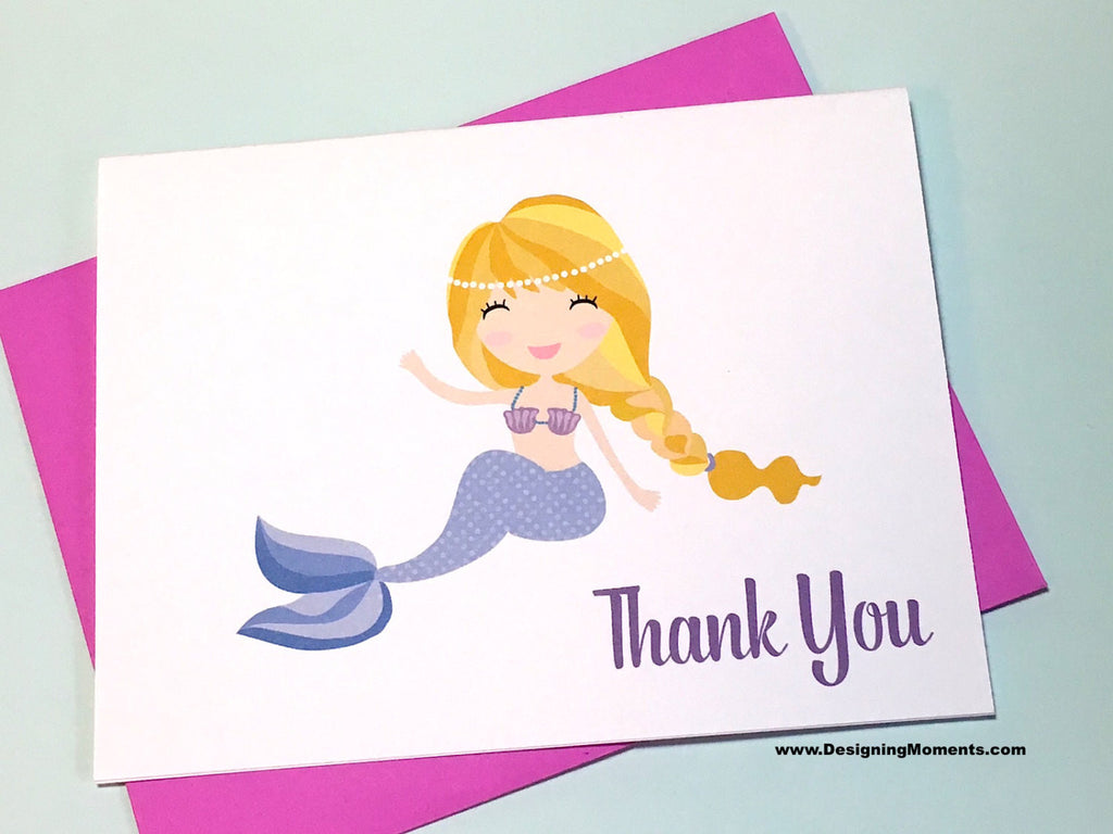 Purple Mermaid Tail Thank You Cards