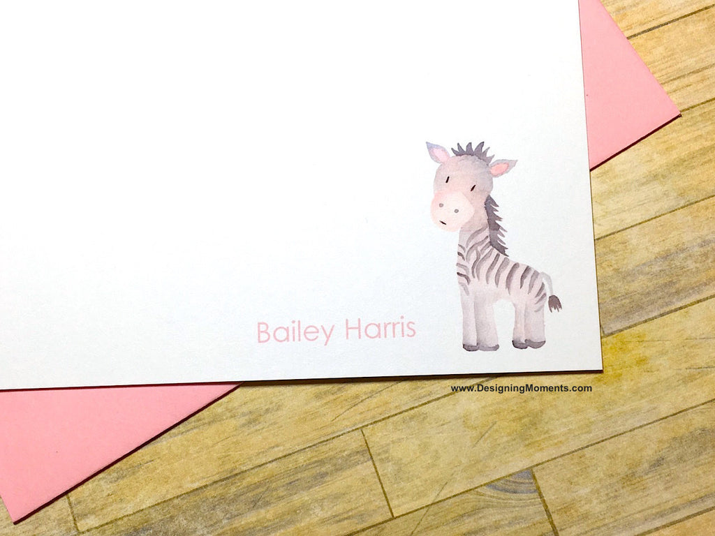 Zebra Watercolor Personalized Flat Cards
