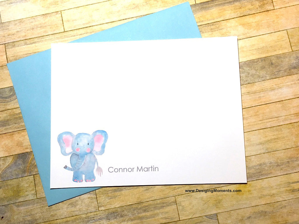 Watercolor Elephant Personalized Cards
