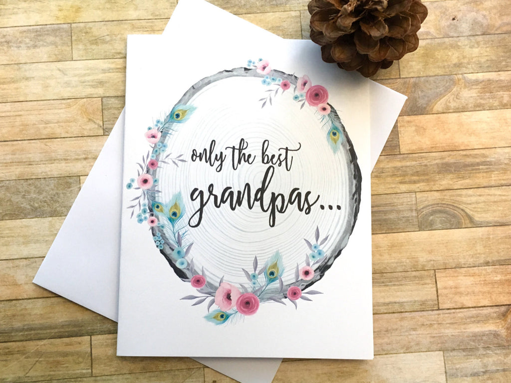 Pink Rustic Pregnancy Reveal Card for Grandpa