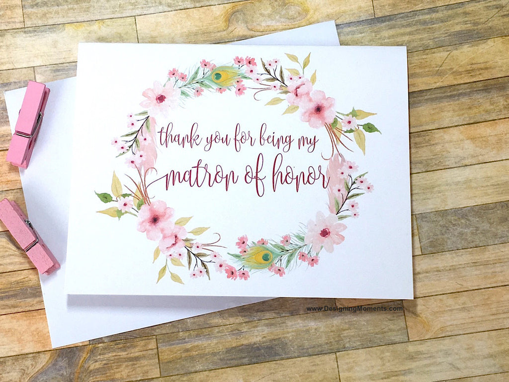 Boho Matron of Honor Thank You Card