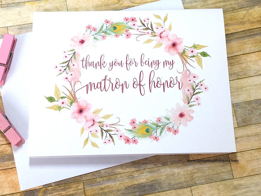 Boho Matron of Honor Thank You Card