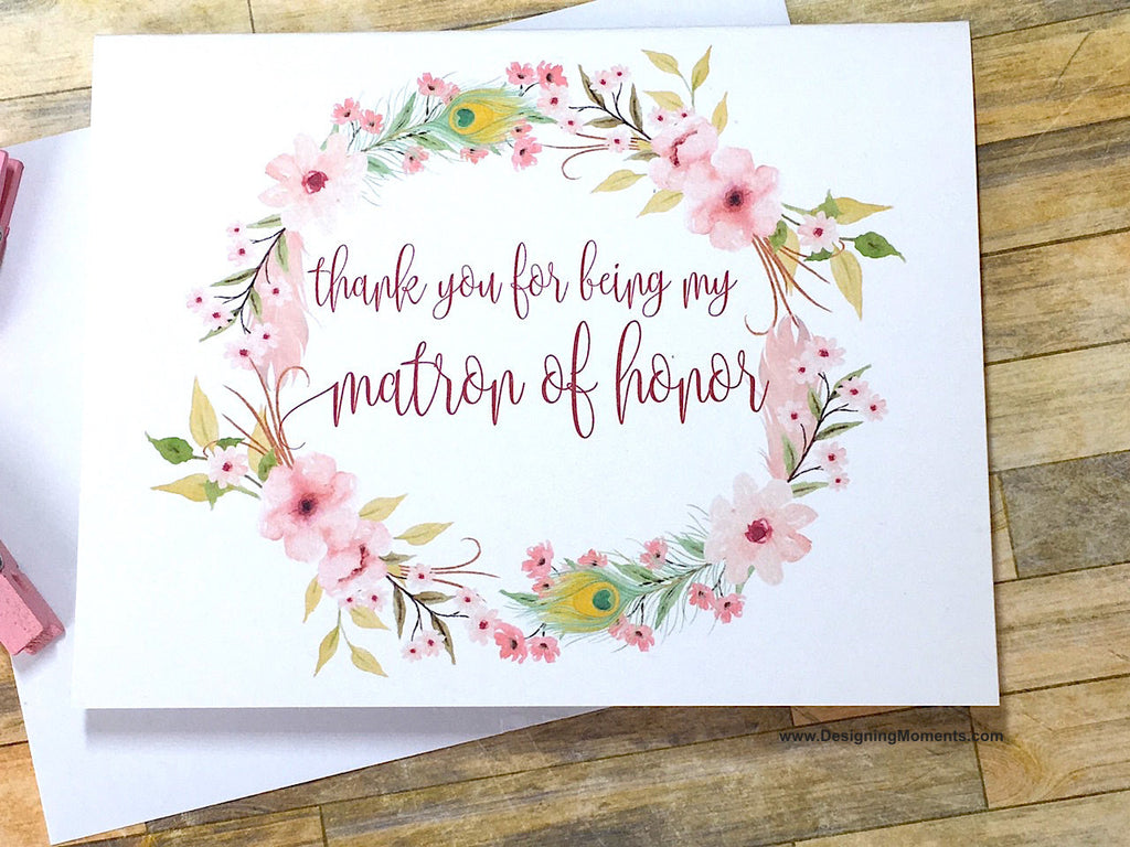 Boho Matron of Honor Thank You Card