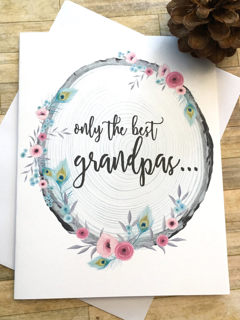Pink Rustic Pregnancy Reveal Card for Grandpa