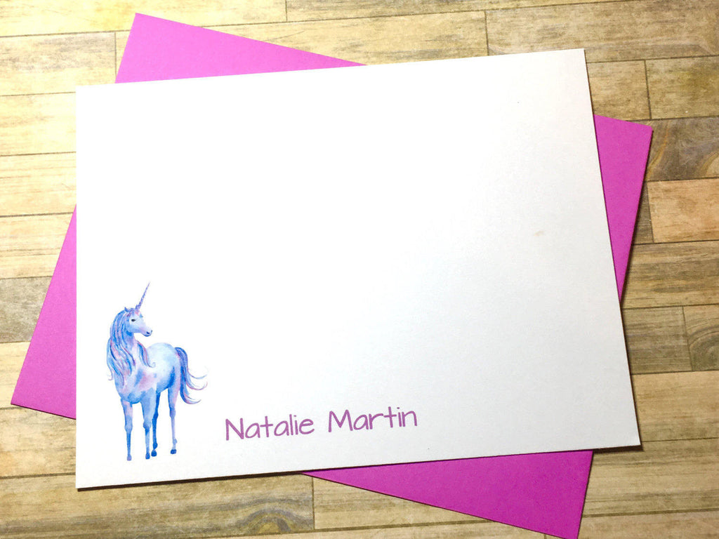 Personalized Unicorn Flat Cards