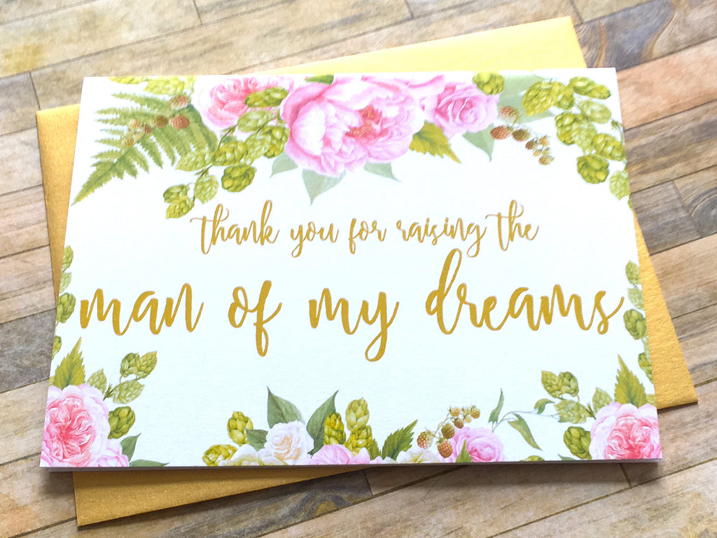 Gold and Pink Mother and Father in Law Wedding Day Card