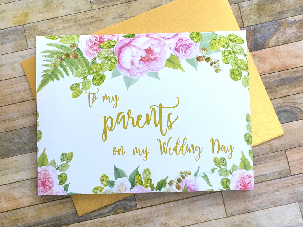 To My Parents on My Wedding Day Gold and Pink