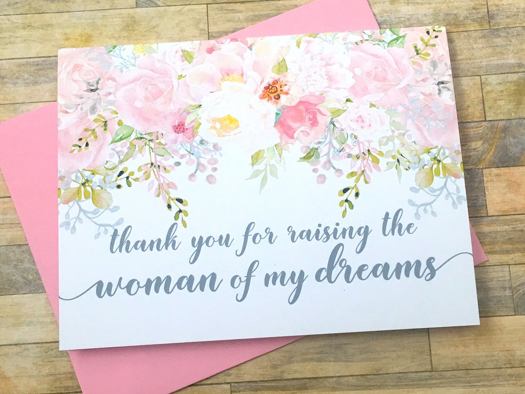 Card for Mother in Law on Wedding Day Pink and Grey