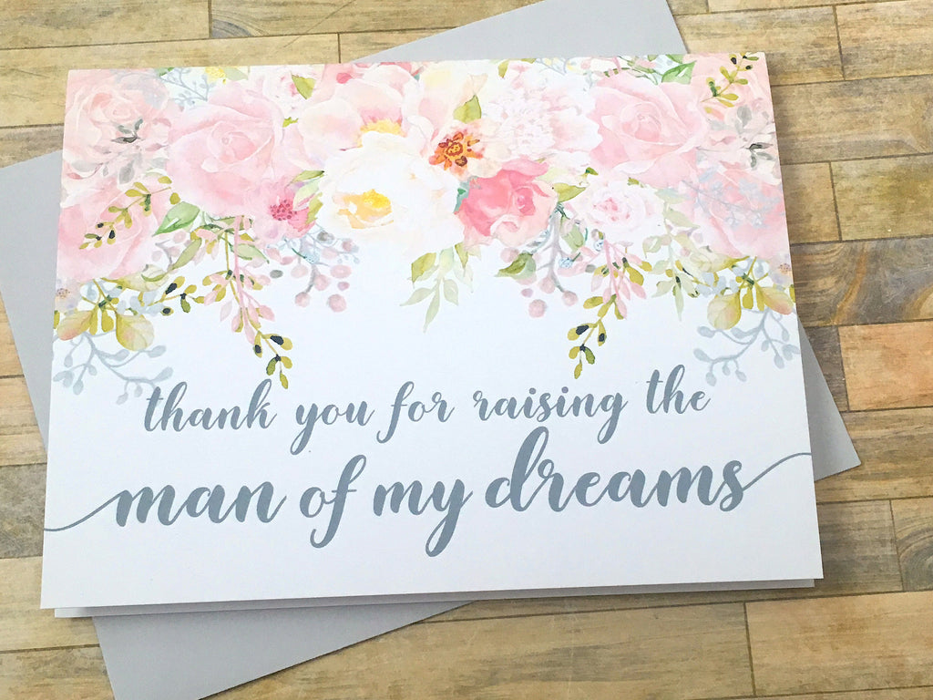 Card for Mother in Law on Wedding Day Pink and Grey