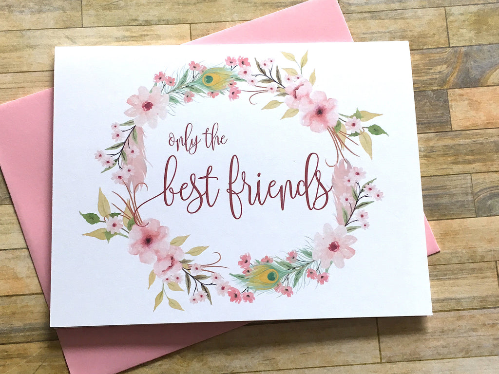 Boho Pink Pregnancy Announcement for Best Friend