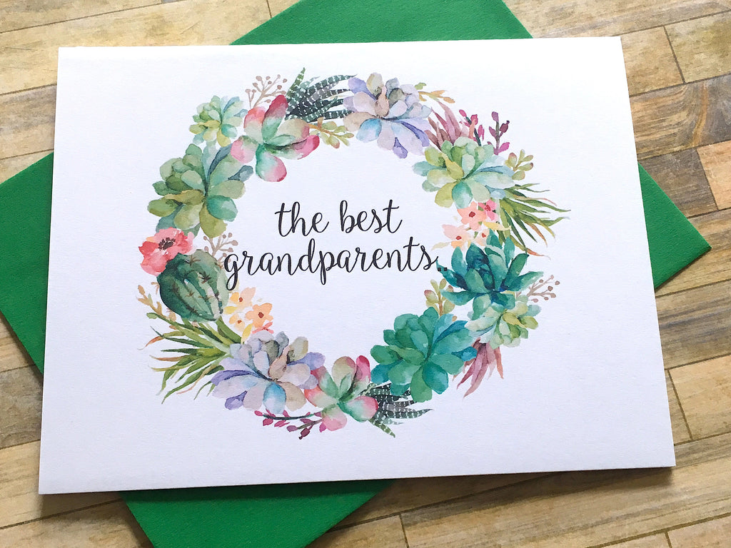 Succulent Best Grandparents Get Promoted to Great Grandparents Card