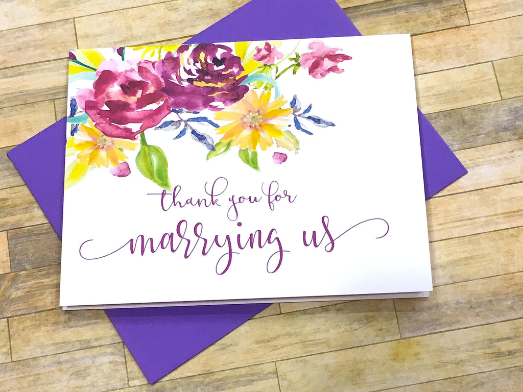 Officiant Thank You for Marrying Us Purple Florals