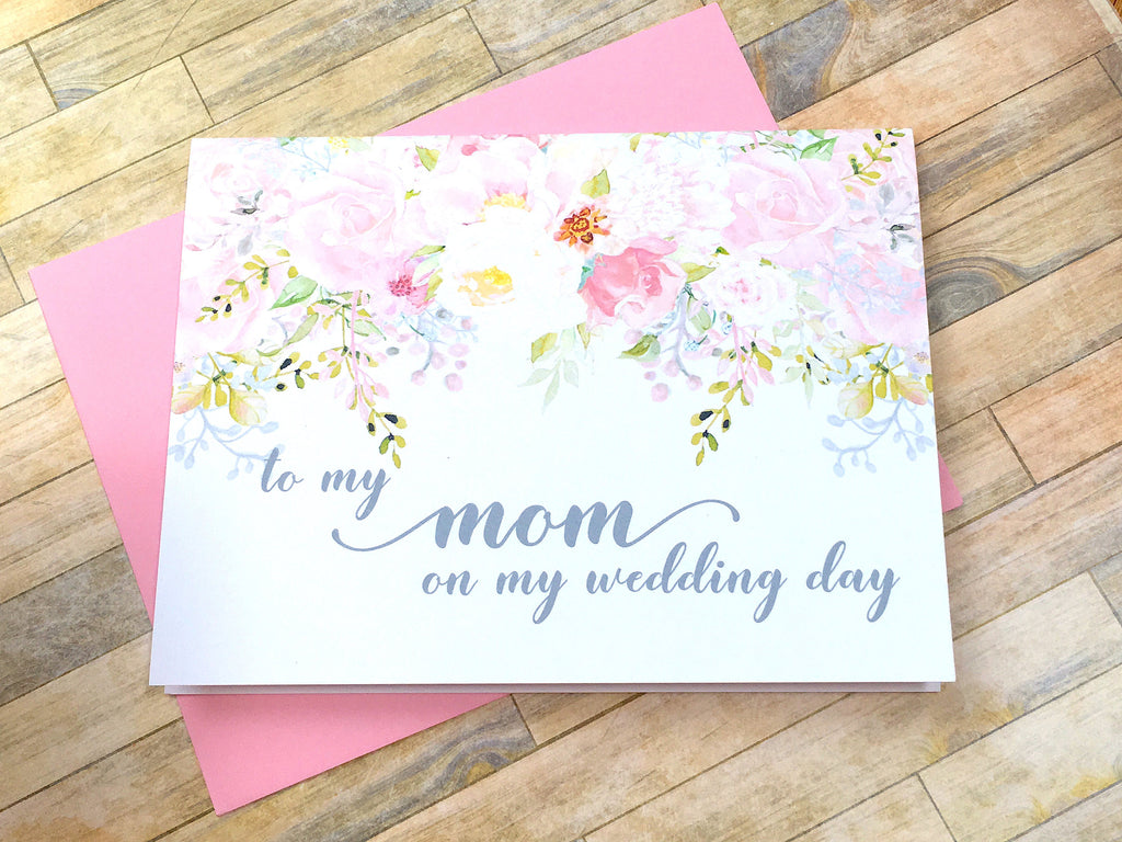 Pink and Grey Card for Mom on My Wedding Day