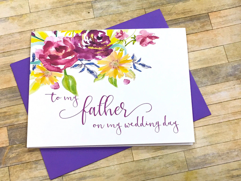 Mother / Father on My Wedding Day Cards Purple