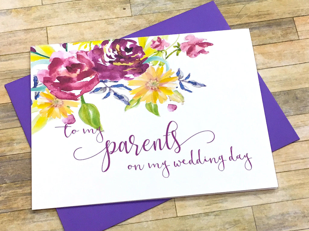 Card for Parents on Wedding Day Purple