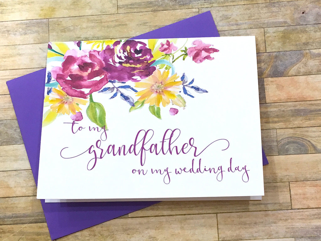Script Grandparents on My Wedding Day Card Purple