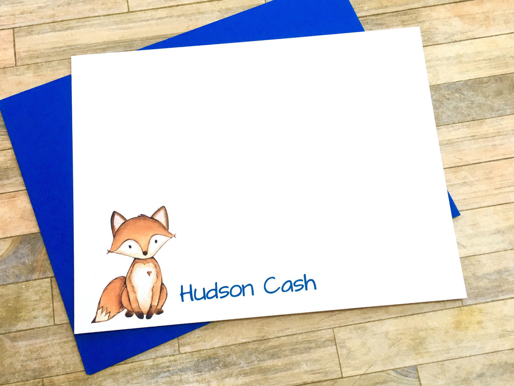 Fox Watercolor Personalized Note Cards