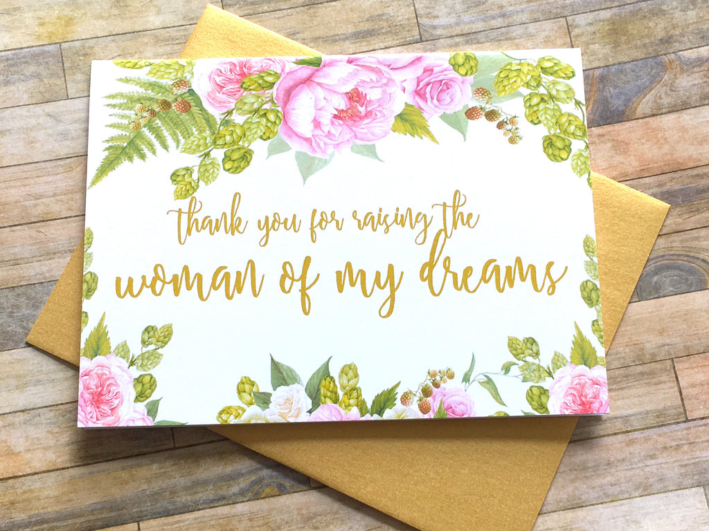 Gold and Pink Card for In Laws on Wedding Day