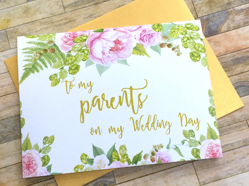 To My Parents on My Wedding Day Gold and Pink