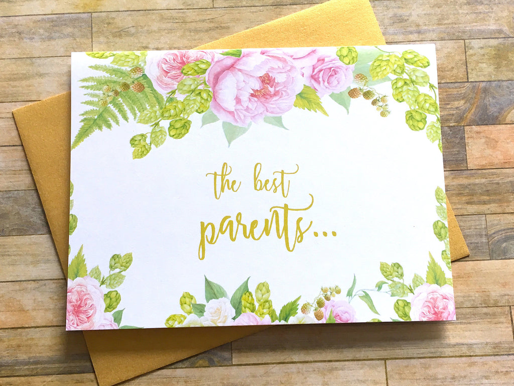 Gold and Pink Pregnancy Announcement for The Best Parents