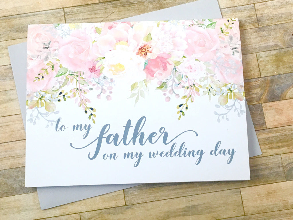 PGrey Pink Mother / Father on My Wedding Day Cards