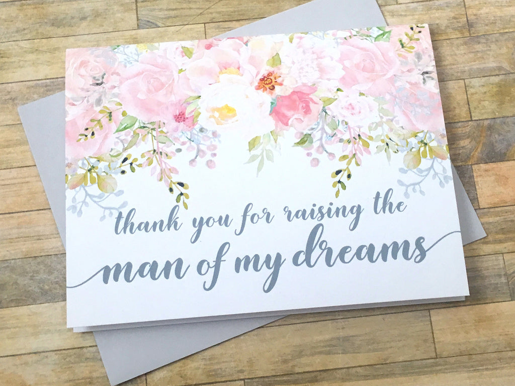 Card for Mother in Law on Wedding Day Pink and Grey