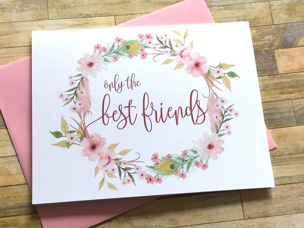 Boho Pink Pregnancy Announcement for Best Friend