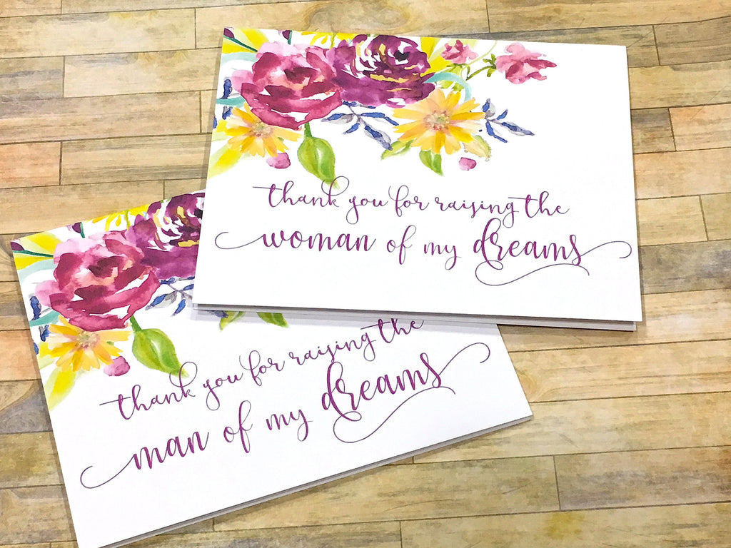 Thank You for Raising the Man / Woman of My Dreams Purple Florals