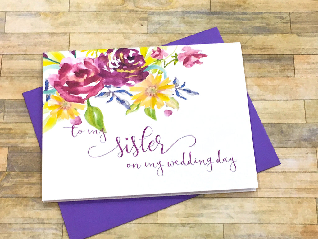 To My Sister on My Wedding Day Card Purple